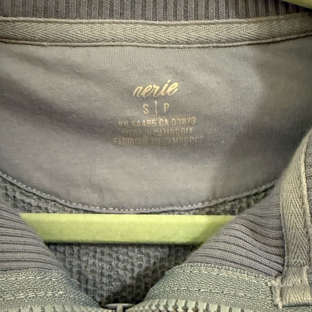 Aerie Blue Sherpa Quarter-Zip Sweatshirt - Picture 2 of 3